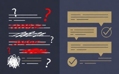 Illustration contrasting unclear website copy with clear, effective messaging, highlighting the importance of professional copywriting for conversions.