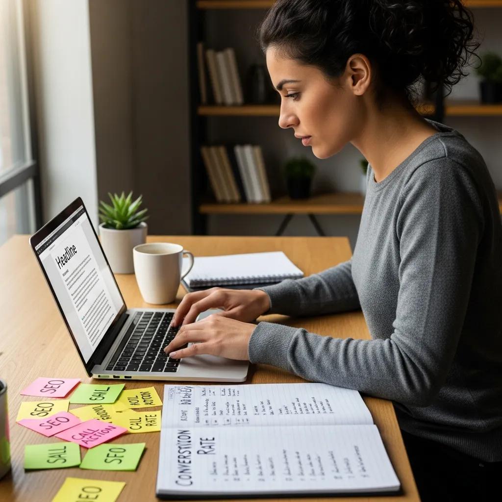 professional-copywriter-working-on-website-content-with-notes-and-laptop-83ba2a0a-0223-4f66-9d42-fc3984576718.webp Professional copywriter working on website content with notes and laptop